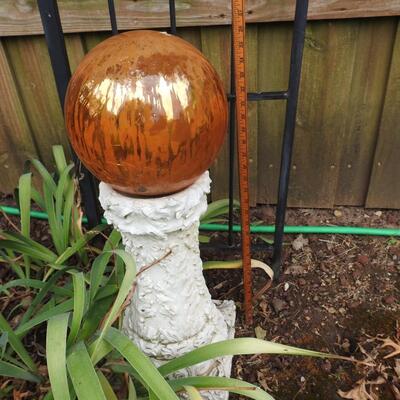 Yard Art concrete pedestal with looking ball