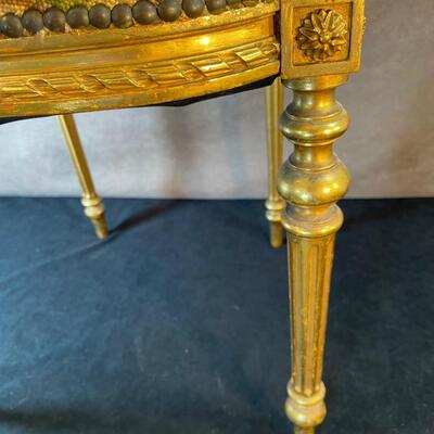Lot 249. Small Gold Leaf Chair w/ Needlepoint Seat
