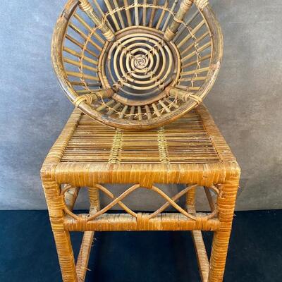 Lot 258. Rattan End Table and Basket