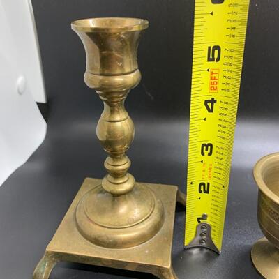 Vintage Brass Cups 3â€ high approx and Candle ðŸ•¯ Stick Holder 5.5â€ high approx