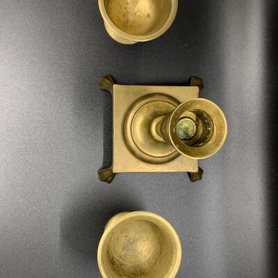 Vintage Brass Cups 3â€ high approx and Candle ðŸ•¯ Stick Holder 5.5â€ high approx