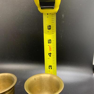 Vintage Brass Cups 3â€ high approx and Candle ðŸ•¯ Stick Holder 5.5â€ high approx