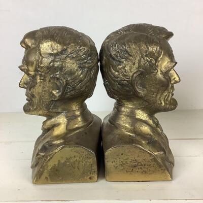 5181 Vintage Abe Lincoln Bust Bookends & P.M. Craftsman Symbol of our Nation Eagle Decor