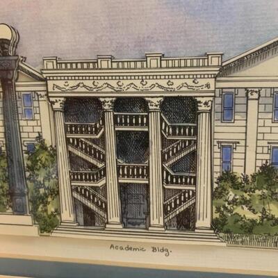 Patsy Gullett - Sculptured Watercolor -University of Georgia ðŸ‘©â€ðŸŽ“ Golden Frame 25â€ wide x 12â€ high
