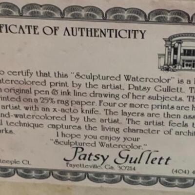 Patsy Gullett - Sculptured Watercolor -University of Georgia ðŸ‘©â€ðŸŽ“ Golden Frame 25â€ wide x 12â€ high