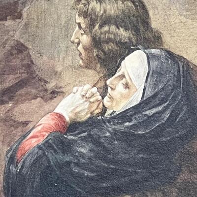 Frank Schlitzer Significant Watercolor of Christ carrying the cross to Calvary