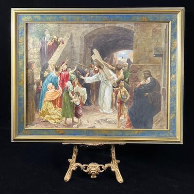 Frank Schlitzer Significant Watercolor of Christ carrying the cross to Calvary