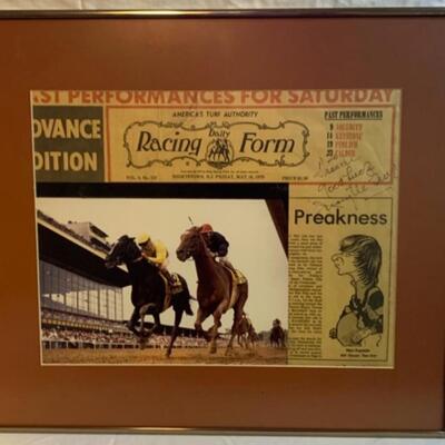 Jimmy the Greek signed framed 18â€ wide x 16â€ high Horse ðŸŽ Racing Memorabilia