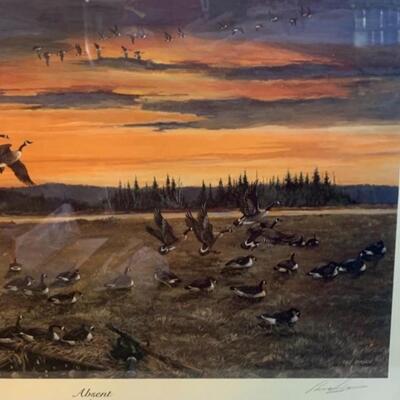 Lars Larsen "Absent" Framed Signed âœï¸ Numbered Print Ducks ðŸ¦†  Unlimited 35â€ wide x 28â€œ high