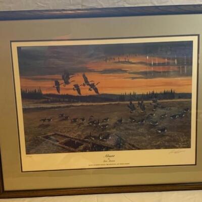 Lars Larsen "Absent" Framed Signed âœï¸ Numbered Print Ducks ðŸ¦†  Unlimited 35â€ wide x 28â€œ high