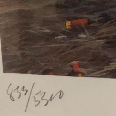 Lars Larsen "Absent" Framed Signed âœï¸ Numbered Print Ducks ðŸ¦†  Unlimited 35â€ wide x 28â€œ high
