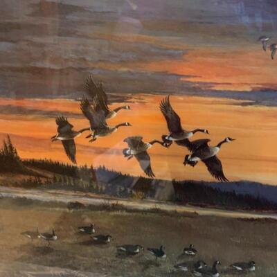 Lars Larsen "Absent" Framed Signed âœï¸ Numbered Print Ducks ðŸ¦†  Unlimited 35â€ wide x 28â€œ high
