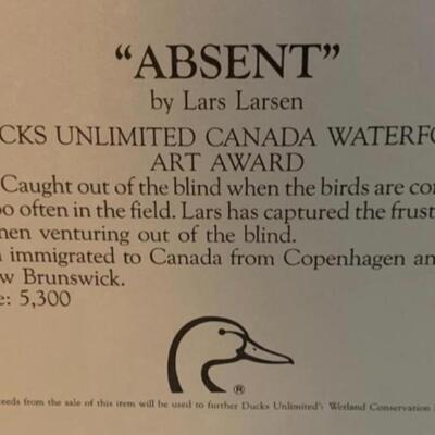 Lars Larsen "Absent" Framed Signed âœï¸ Numbered Print Ducks ðŸ¦†  Unlimited 35â€ wide x 28â€œ high