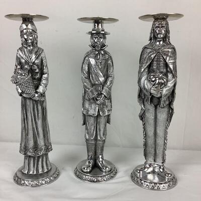 5187 Godinger Nutcracker/Cork Screw & Metal Native Figure Candle Sticks