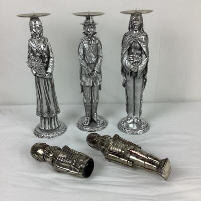 5187 Godinger Nutcracker/Cork Screw & Metal Native Figure Candle Sticks