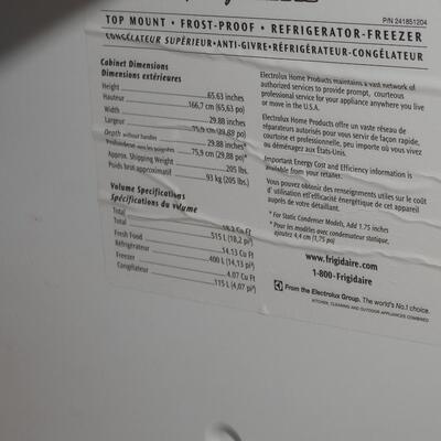 Fridgidaire refrigerator