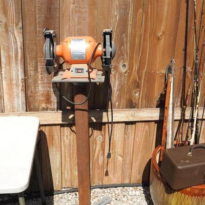 Shop grinder on stand