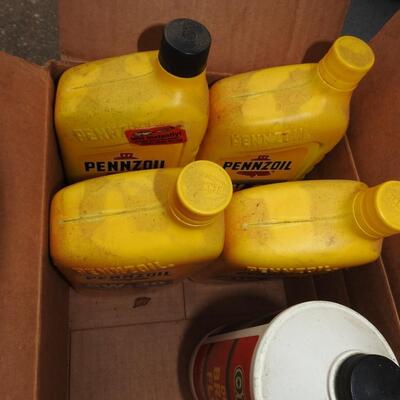 Box lot of oil plus more