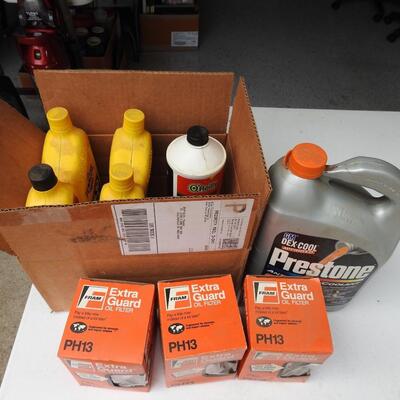 Box lot of oil plus more