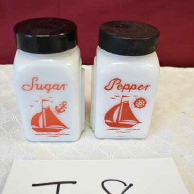 Vintage McKee White Milk Glass Sugar  & Pepper Shakers