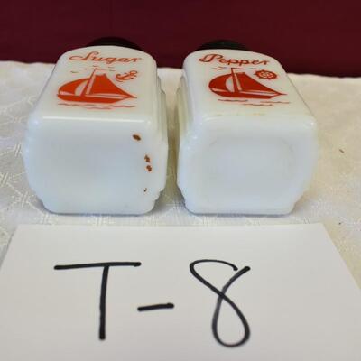 Vintage McKee White Milk Glass Sugar  & Pepper Shakers