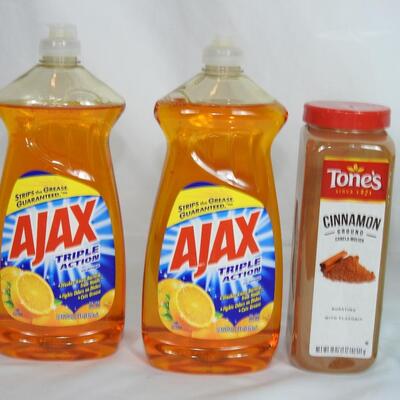 Box lot of jars and dish soap