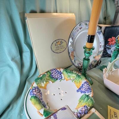 Italian Grape bowl, New Mikasa plate, New glass basket