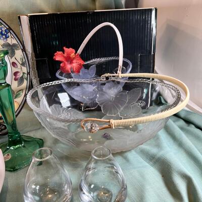 Italian Grape bowl, New Mikasa plate, New glass basket