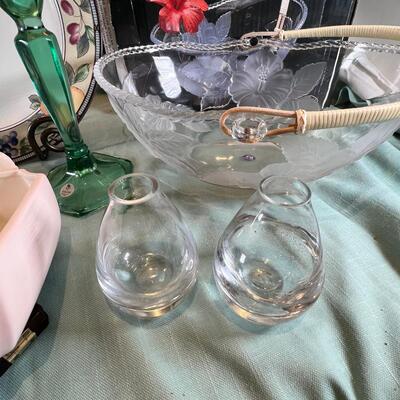 Italian Grape bowl, New Mikasa plate, New glass basket