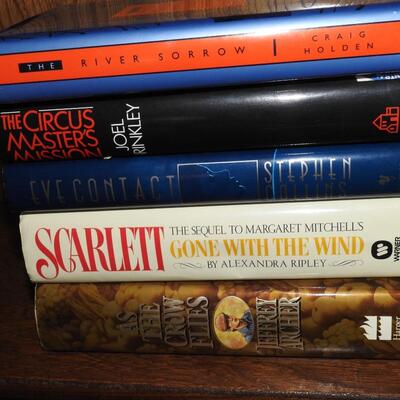 Stack of hardback books