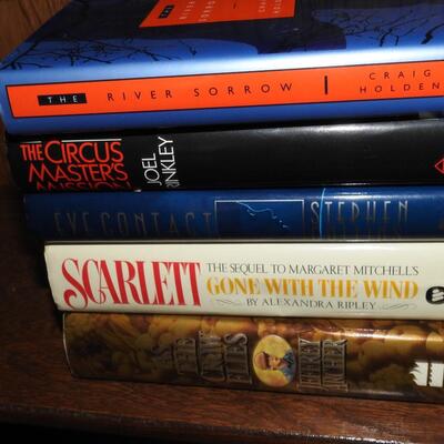 Stack of hardback books