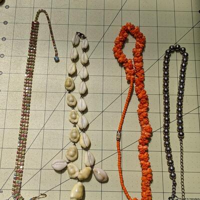 Lot of 4 Vintage Necklaces, shells