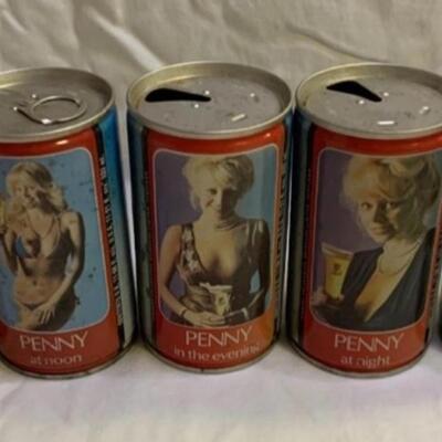 RisquÃ© Tennents Lager Penny Series - 5 empty cans. Scottish ðŸ´ó §ó ¢ó ³ó £ó ´ó ¿  beer cans