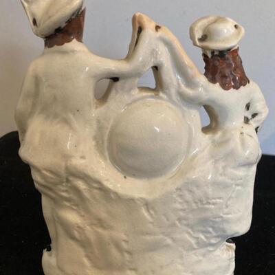 Vintage English Staffordshire 9â€h Pottery with Scottish Couple Clock ðŸ•° Figurine