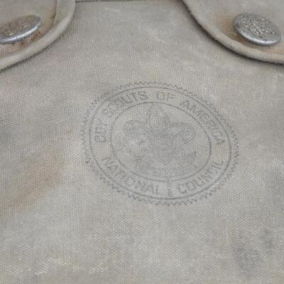 Grouping of vintage military equipment and boy scouts canteen