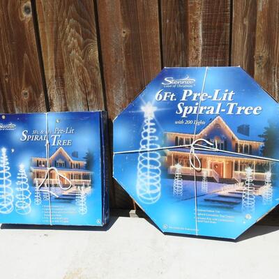 Beautiful pre lit spiral Christmas trees