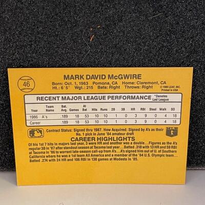 Mark Mcgwire 1986 Leaf #46 Rookie Card / Sharp