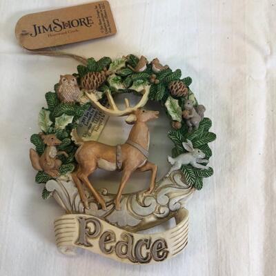 2019 Jim Shore Hand carved Reindeer Peace ornament with woodland animals