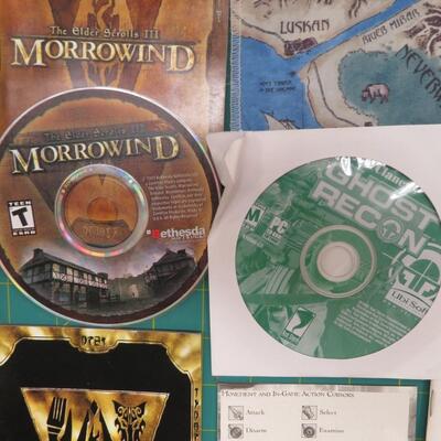 Vintage Computer Video Games, Manuals CD's Maps LOT Medieval Morrowind Elder Scrolls more