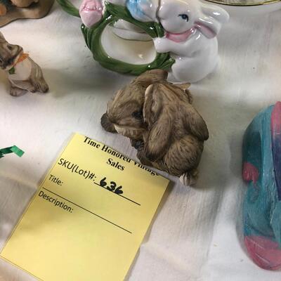 Mice and Rabbit figurines Glass eggs, Bunny plates,