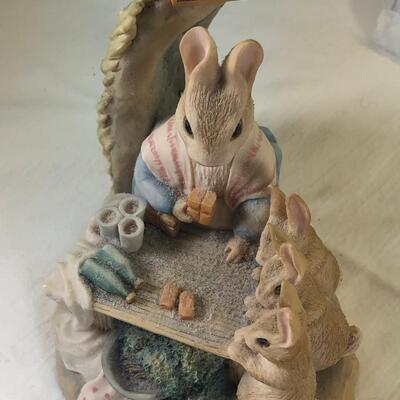 Mice and Rabbit figurines Glass eggs, Bunny plates,
