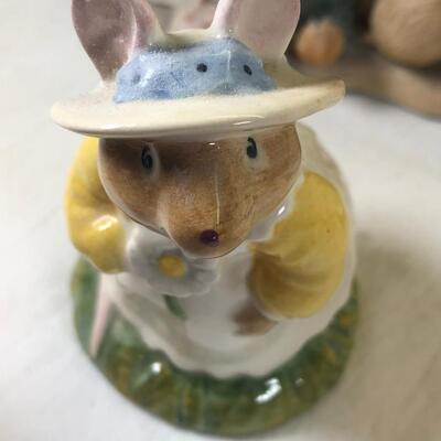 Mice and Rabbit figurines Glass eggs, Bunny plates,