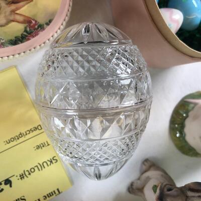 Mice and Rabbit figurines Glass eggs, Bunny plates,
