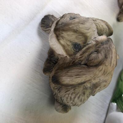 Mice and Rabbit figurines Glass eggs, Bunny plates,