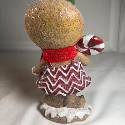 Vintage cast Gingerbread Girl with pepermint Lollypop figurine