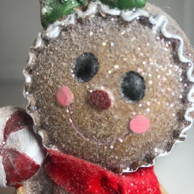 Vintage cast Gingerbread Girl with pepermint Lollypop figurine