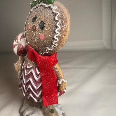 Vintage cast Gingerbread Girl with pepermint Lollypop figurine