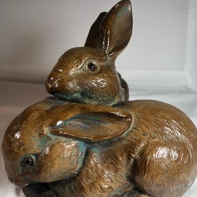 Two cast ceramic Rabbits Figurine