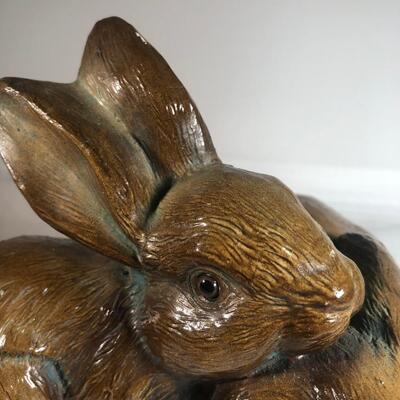 Two cast ceramic Rabbits Figurine