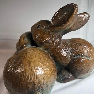 Two cast ceramic Rabbits Figurine
